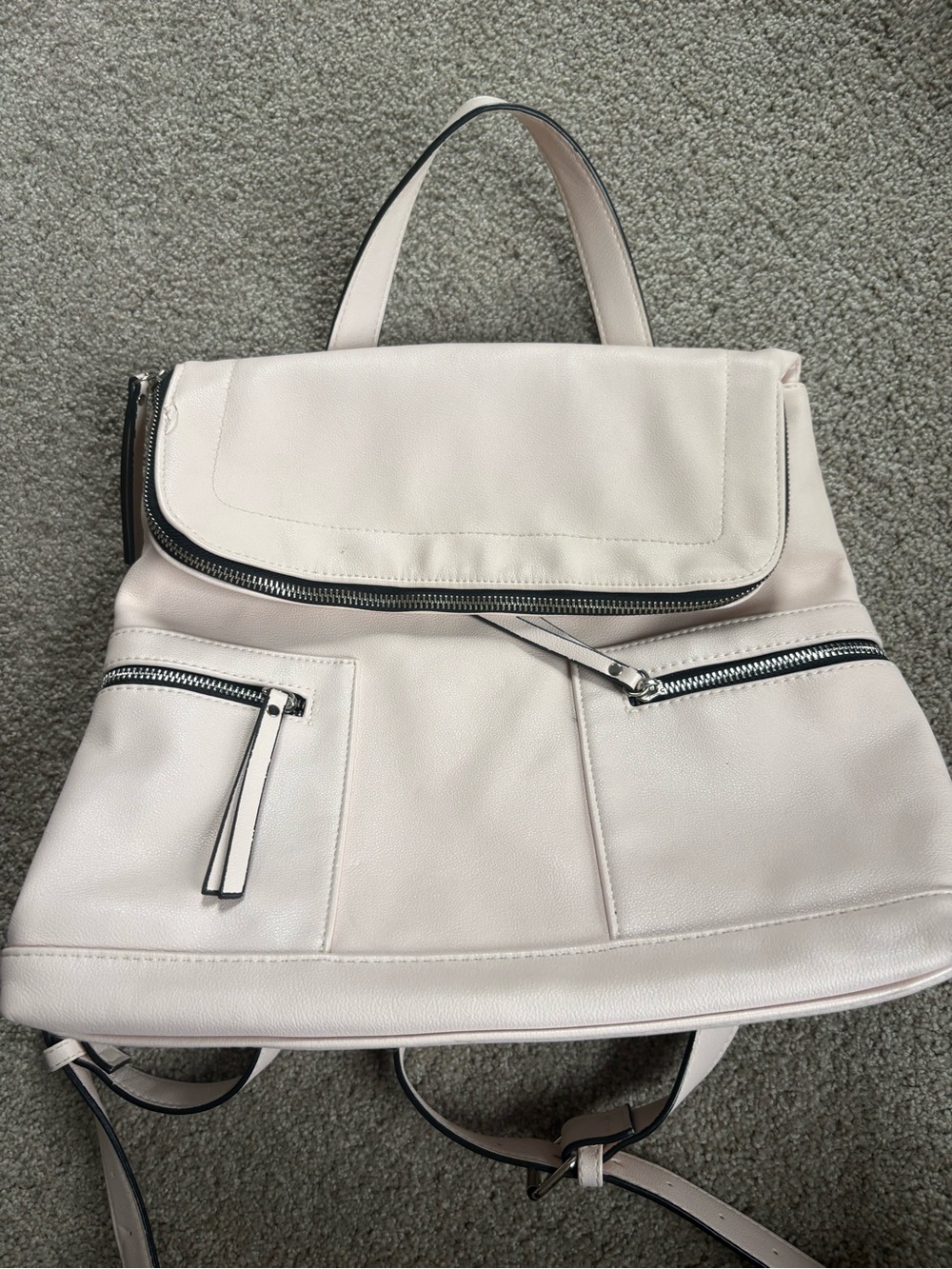 Light Pink Women’s Backpack Purse - Sleek Zipper Detail
